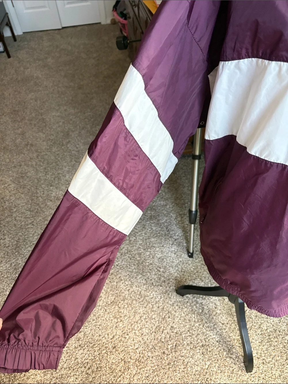 Vintage Maroon & White Hooded Windbreaker Pullover